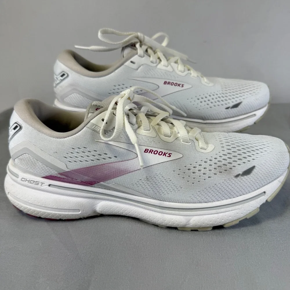 Brooks Ghost 15 Neutral Running Shoes Women's 8.5 B Medium White 1203801B195